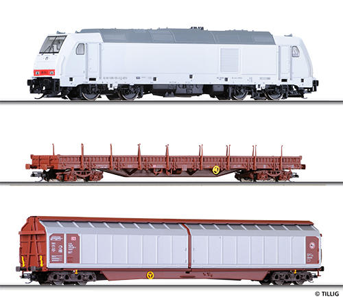Tillig 01424 Diesel locomotive starter set with two freight wagons