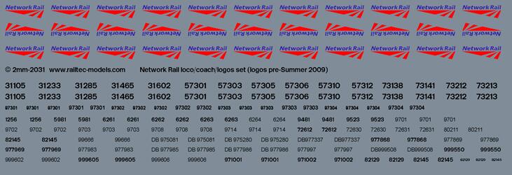 RAILTEC 2mm-2031 Network Rail logos/locos/coaches set