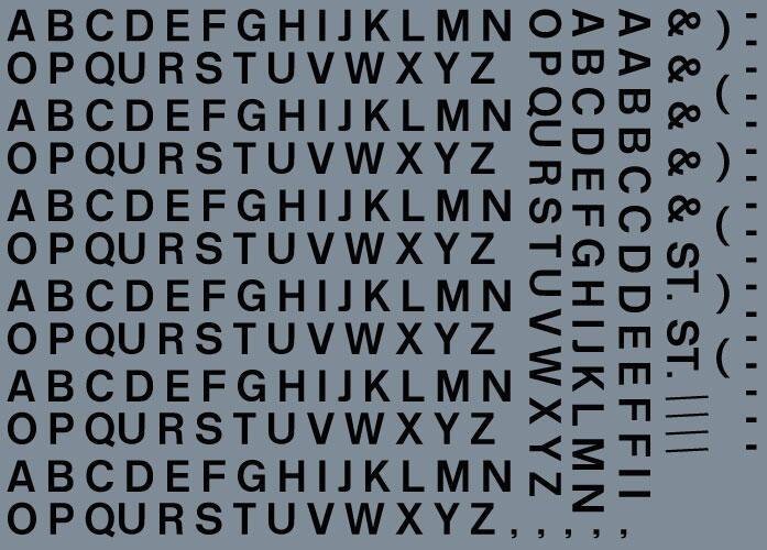 RAILTEC all-0052 Alphabet sheet: black BR lettering (4mm high)