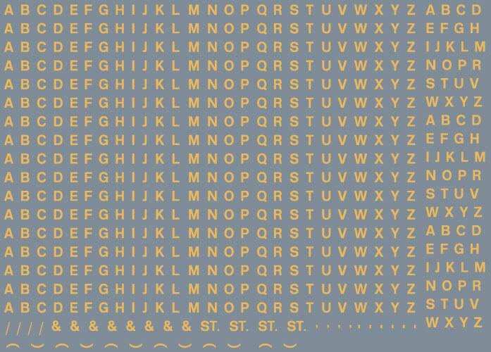 RAILTEC All-0166 Alphabet sheet: old gold BR lettering (2mm high)