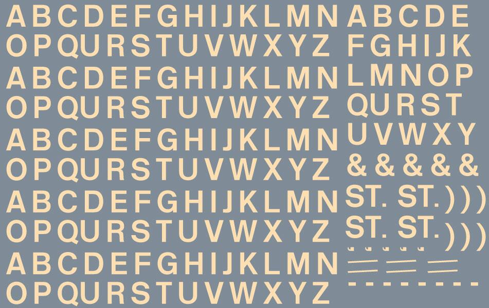 RAILTEC All-0215 Alphabet sheet: cream BR lettering (5mm high)