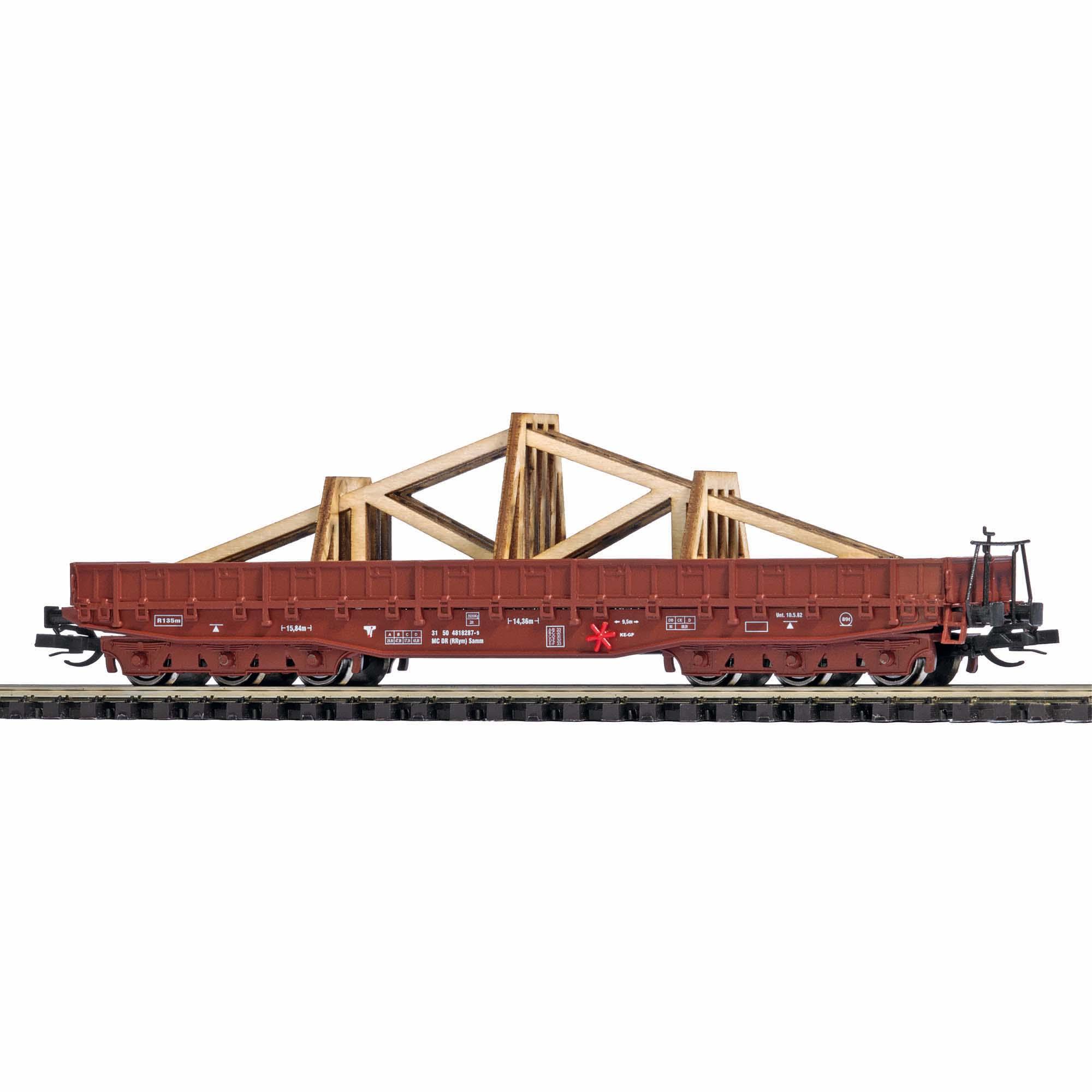 Busch 31175 Flat wagon with roof truss load