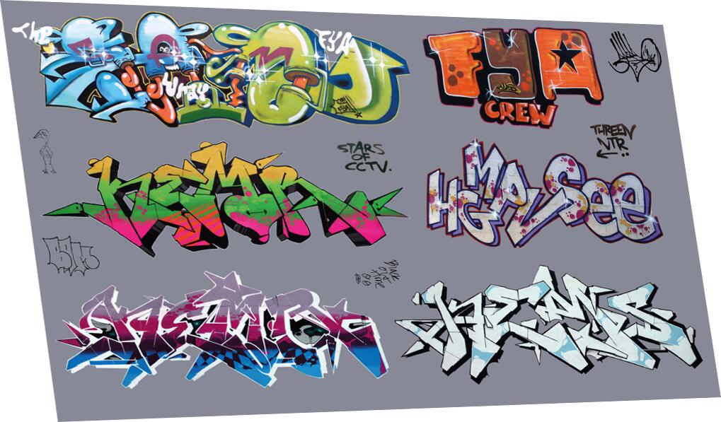 RAILTEC 4mm-8906 Graffiti: artistic F (suits larger wagons)