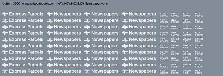 RAILTEC 2mm-3700 NAV / NCV / NDV / NCX Newspaper vans