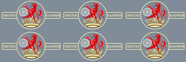 RAILTEC 7-1296 BR late crest lion & wheel (ferret & dartboard): large x 6