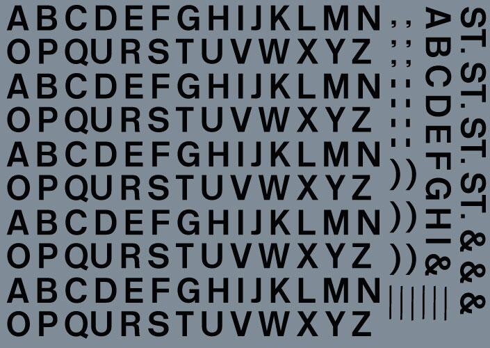 RAILTEC all-0055 Alphabet sheet: black BR lettering (5mm high)