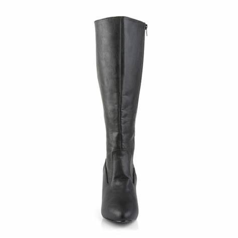 Black Faux Leather Divine Knee High Boot