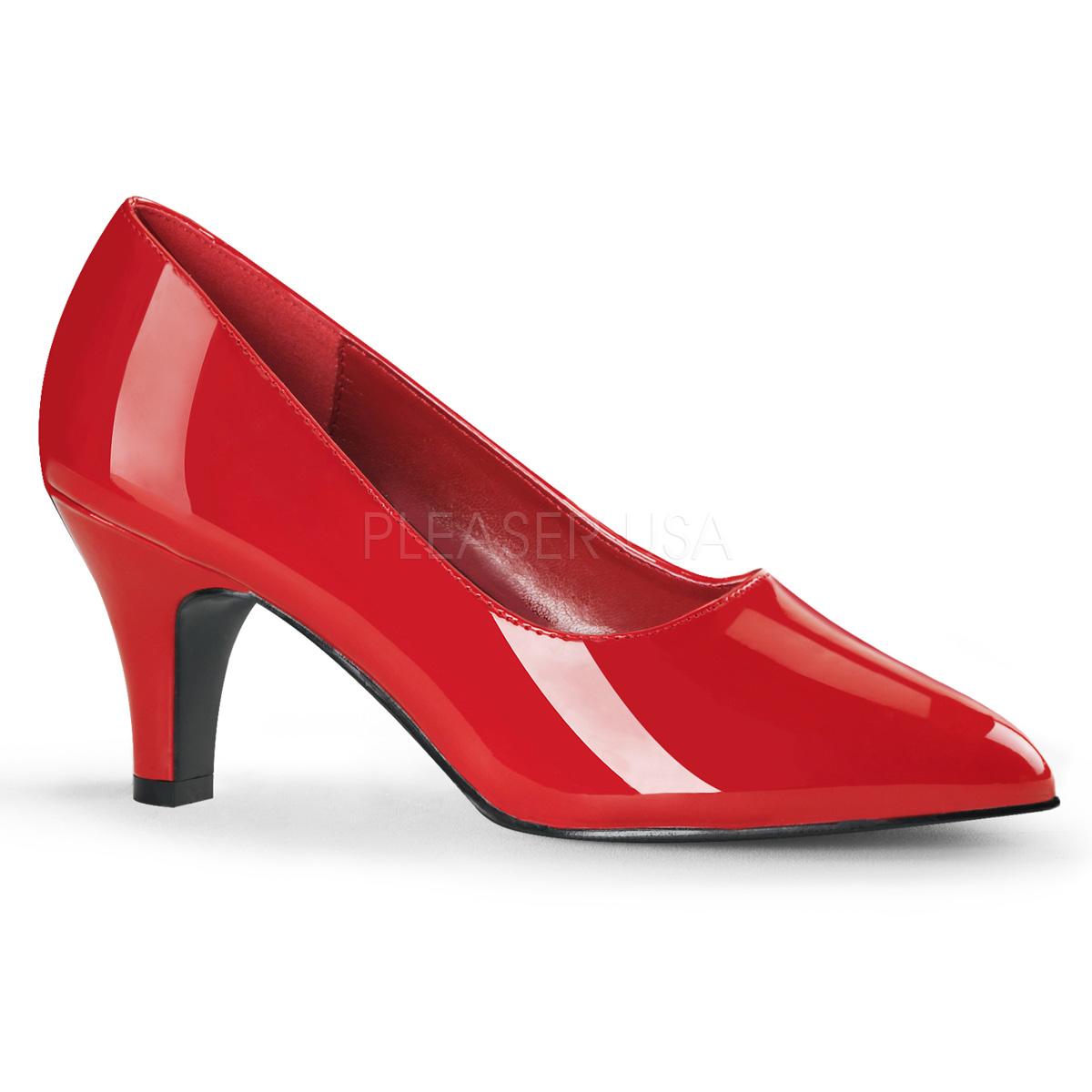 Red Patent Wide Fitting Court Shoe
