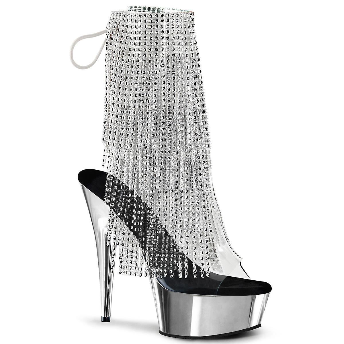 Black/Silver Pole Dancer Pumps with Fringe