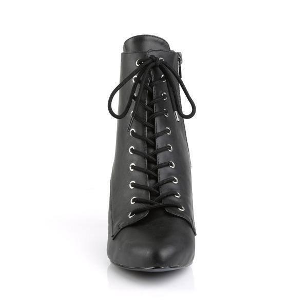 Black Faux Leather Divine Ankle Boot front