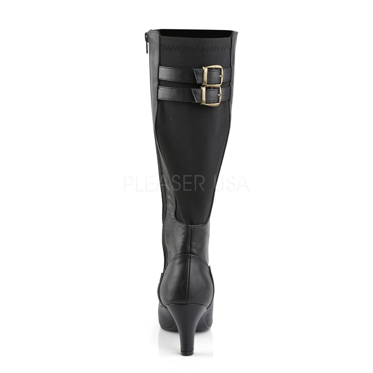 Black Faux Leather Divine Knee High Boot rear