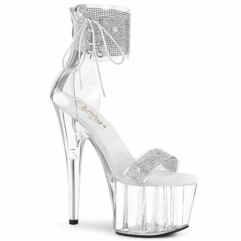 Silver Dancer Shoes with Rhinestone Ankle Cuff