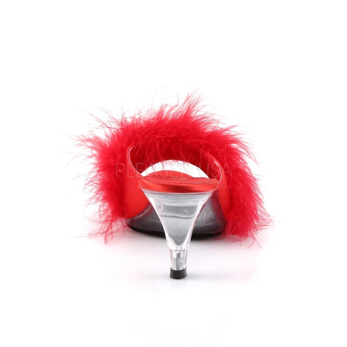 Faux Fur Open Toe Slipper with Kitten Heels