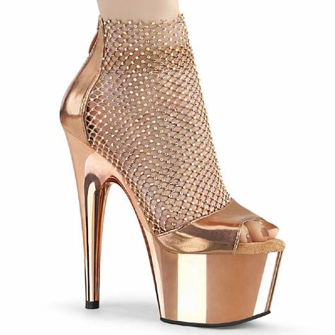 Gold Rhinestone Mesh Platform Sandal