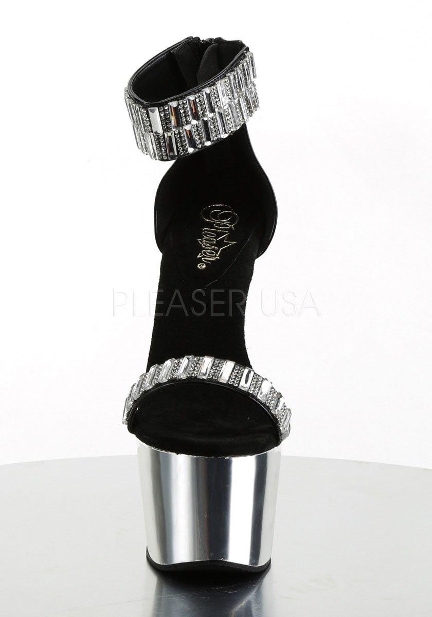 Black & Silver Platform Sandal with Rhinestones open toe