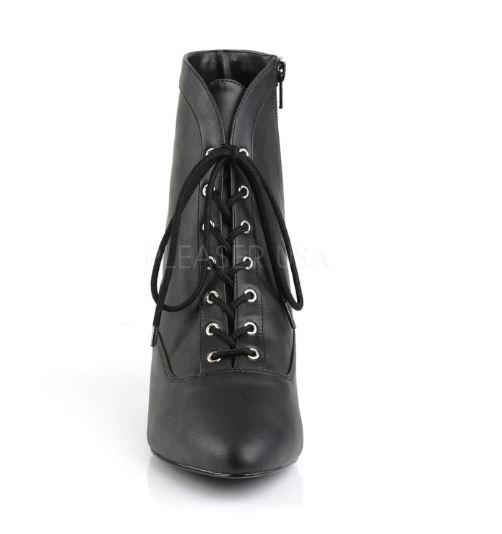 Faux Leather Lace Up Ankle Boots 2" Heels front view