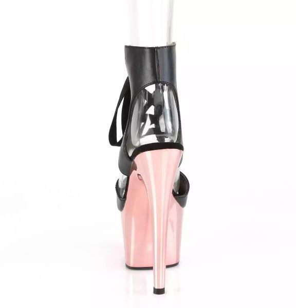 Rose Gold & Faux Leather Lace Up Sandals 7" Heels rear