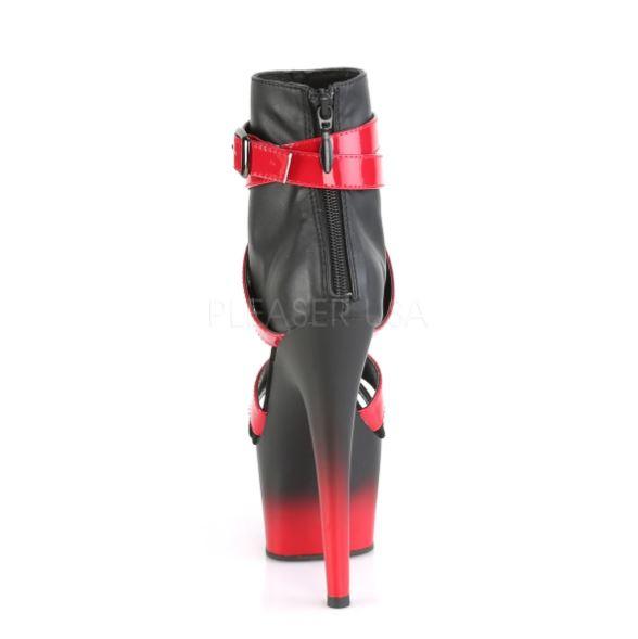 Two Tone Black Red Ankle Bootie stiletto heel