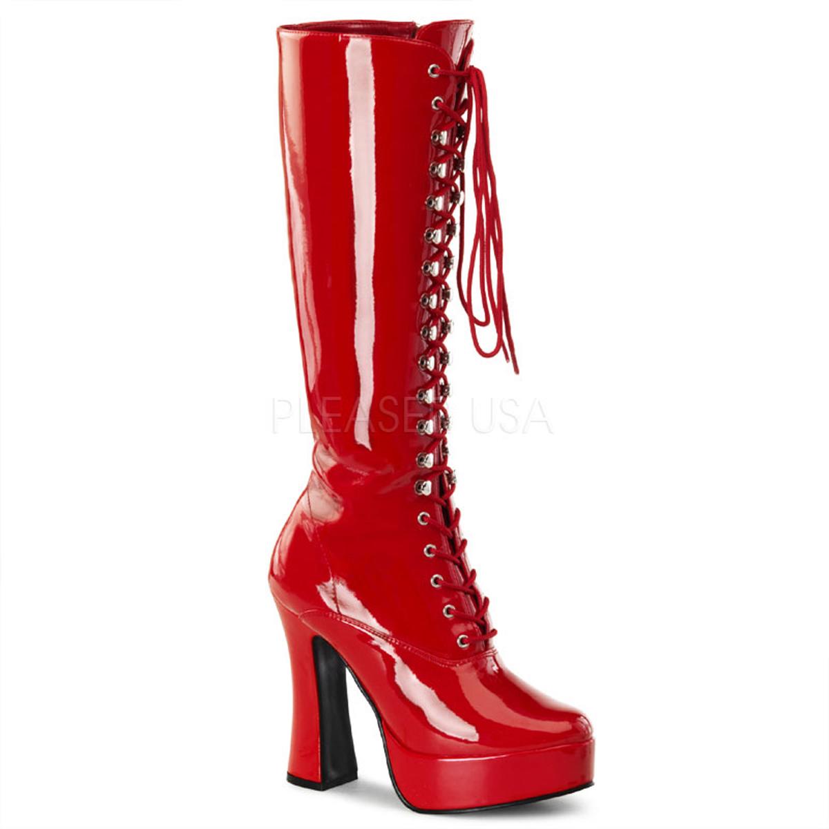 Red Patent Chunky Knee Boot