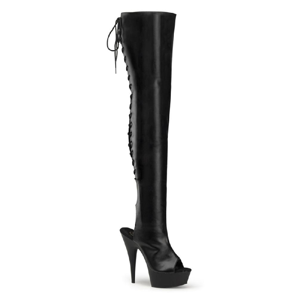 Open toe lace up knee best sale high boots