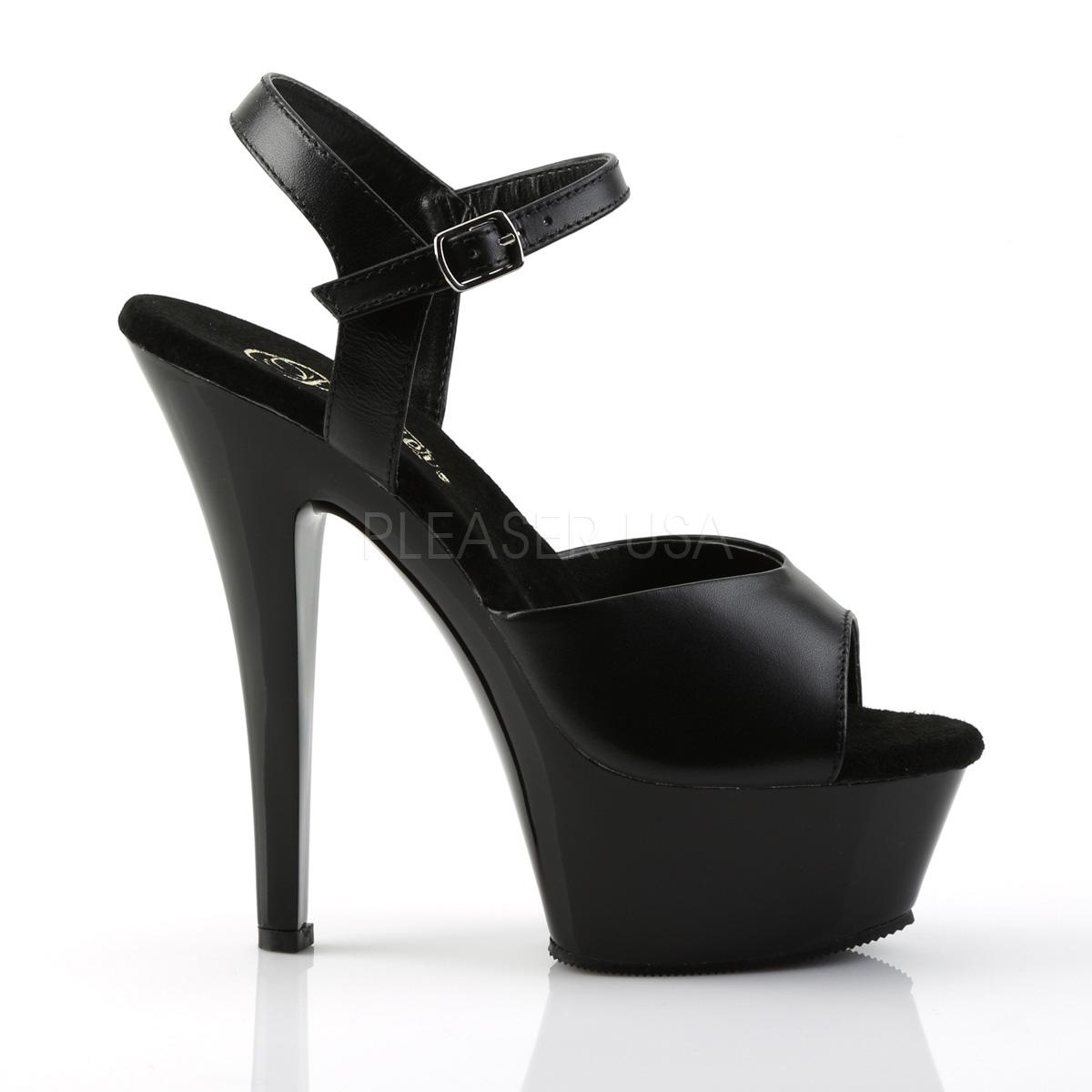 Black Leather Kiss Stripper Platform Shoe