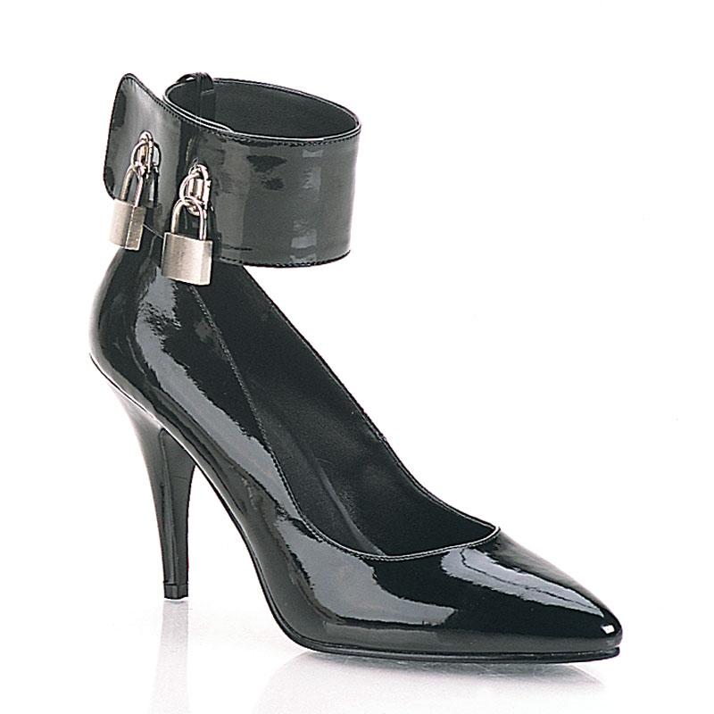 Black Patent Court Shoe with cuff