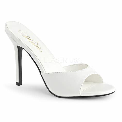 White Faux Leather Open Toe Sandals