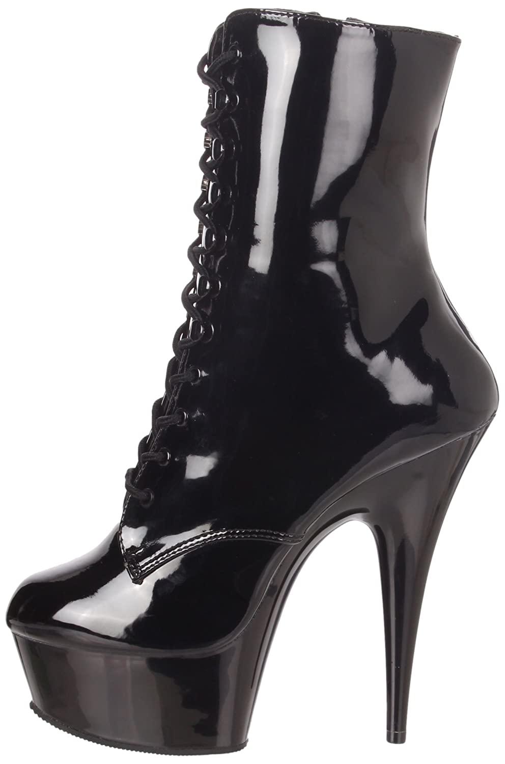 Black Patent Leather Lace Up Ankle Boot
