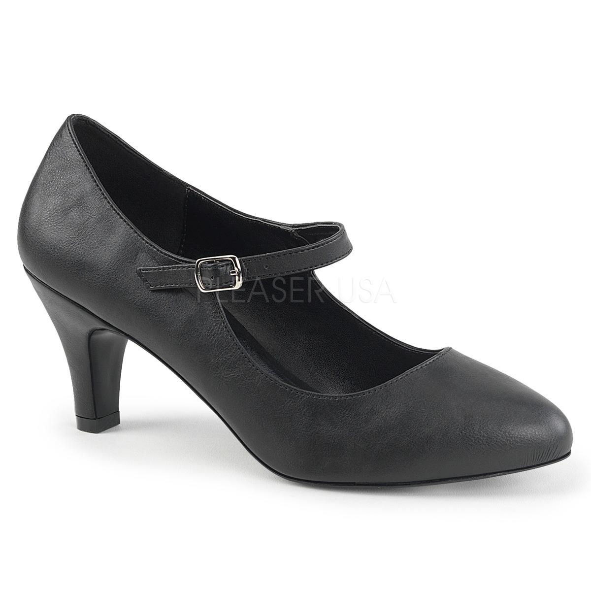 Black Faux Leather Mary Jane Shoe