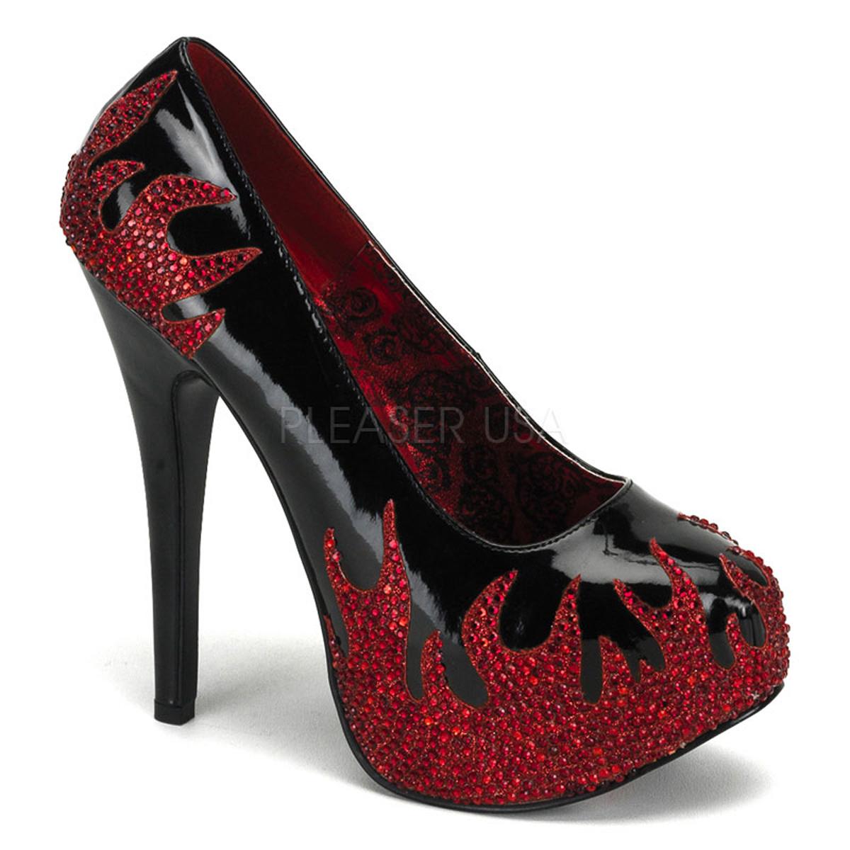 Black/Red Flame Court Shoe