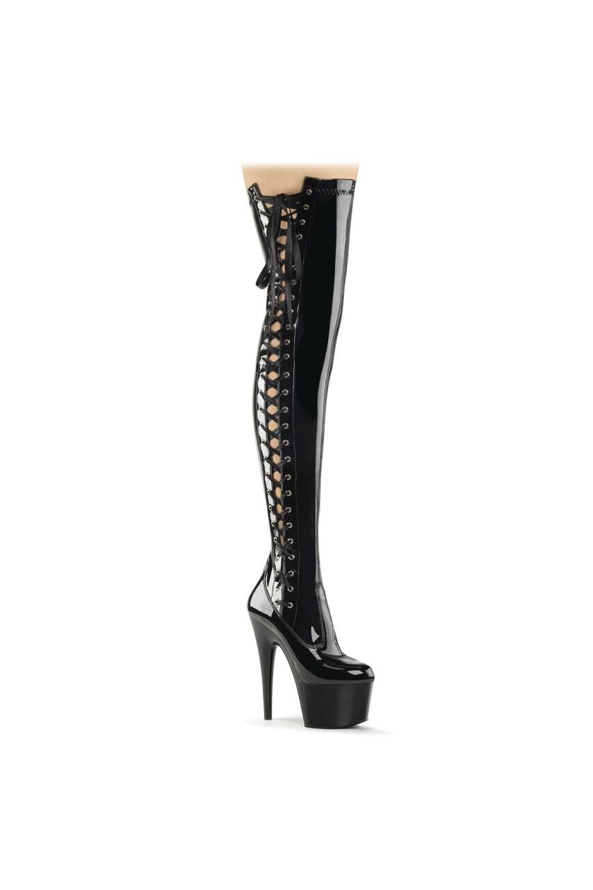 Side view Lace up Platform Thigh Boots