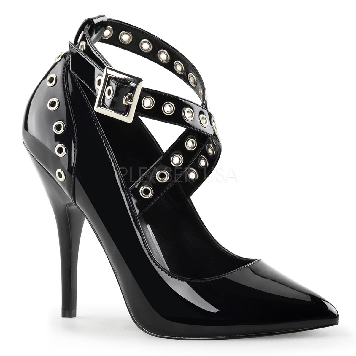 Black Patent Shoe with criss cross straps