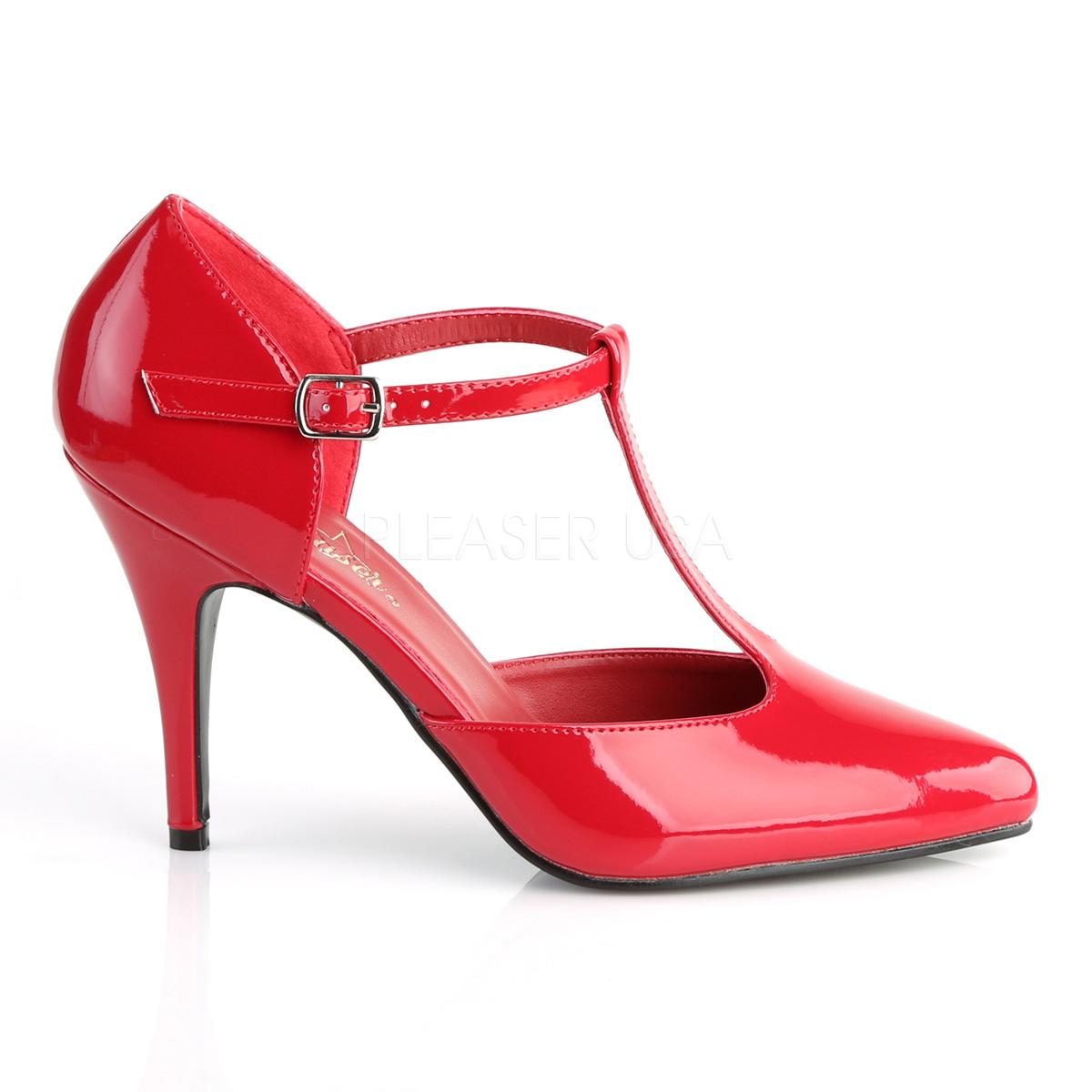 Red Patent D'Orsay style T-strap Pumps