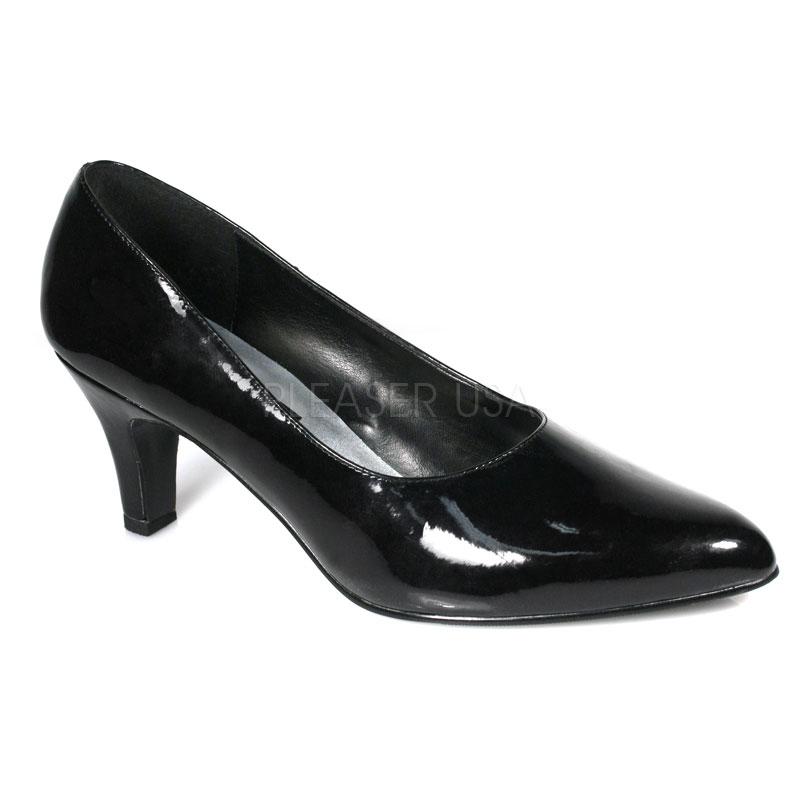 Black Patent Wide Fitting Court Shoe