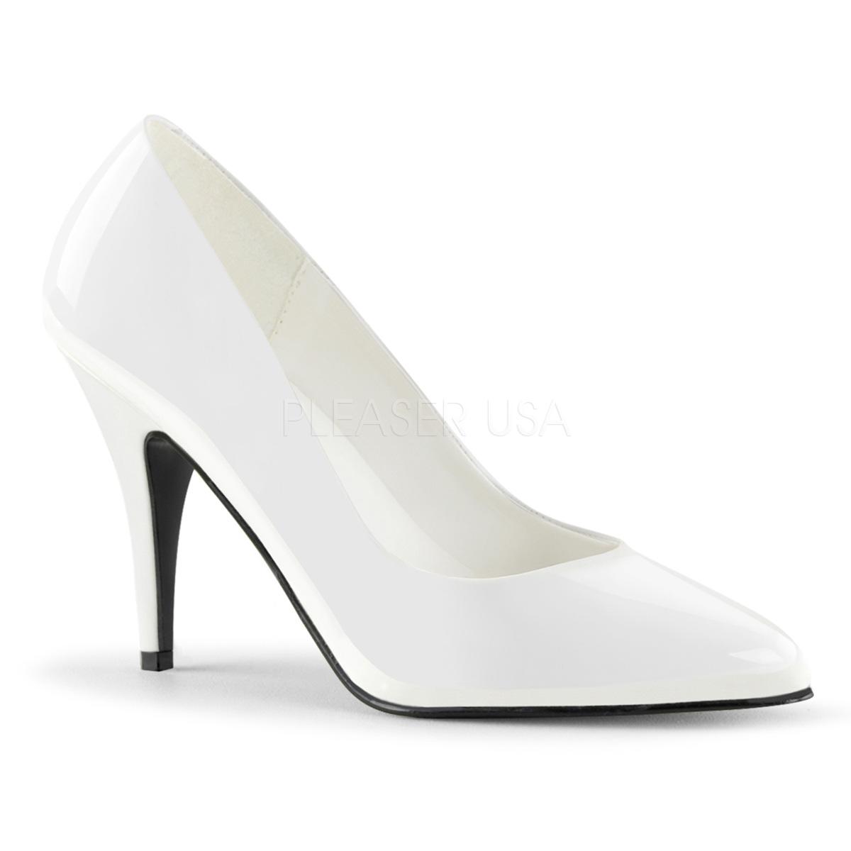 Large fitting White Patent Court Shoe