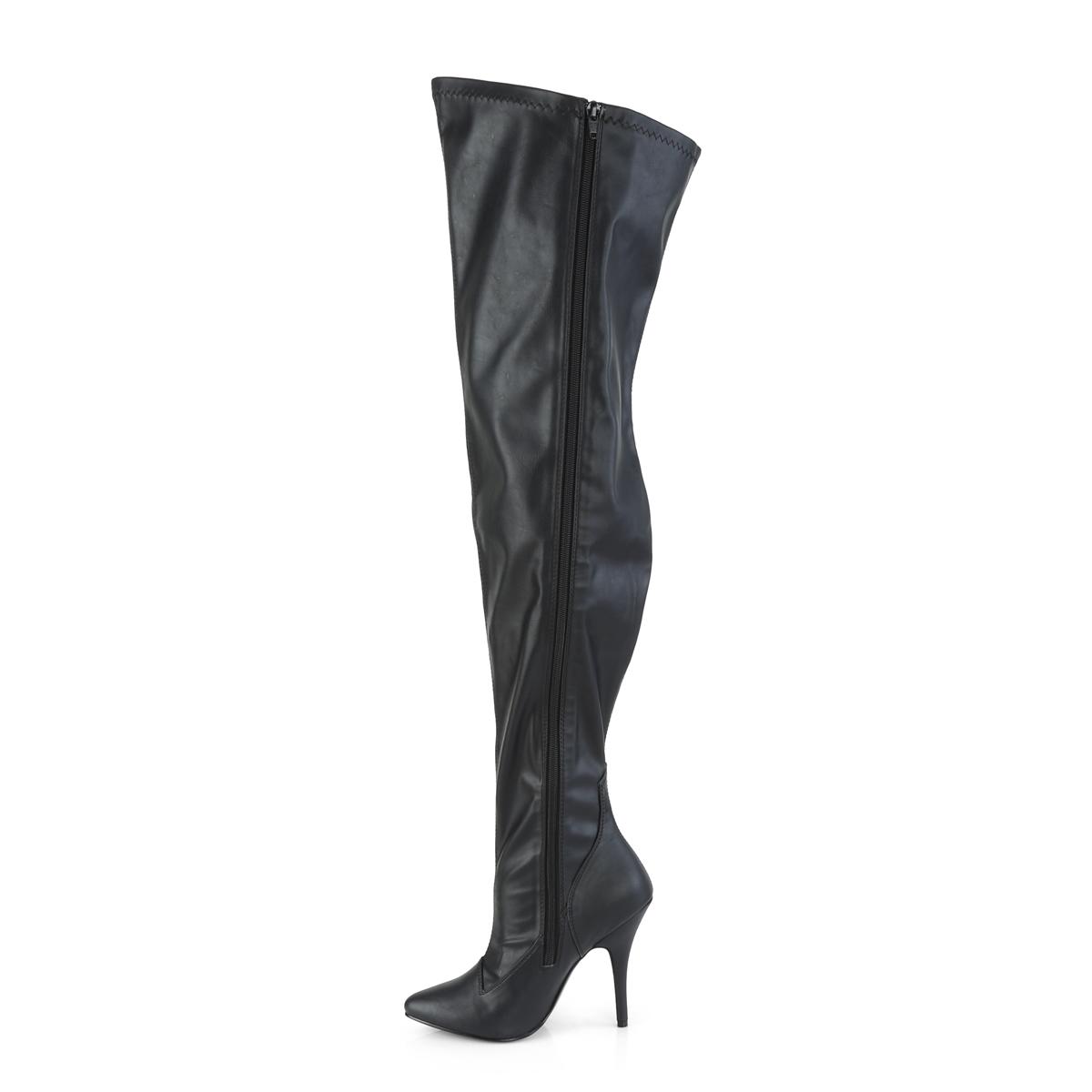 Black PU Patent Leather Thigh Boot Extra Wide