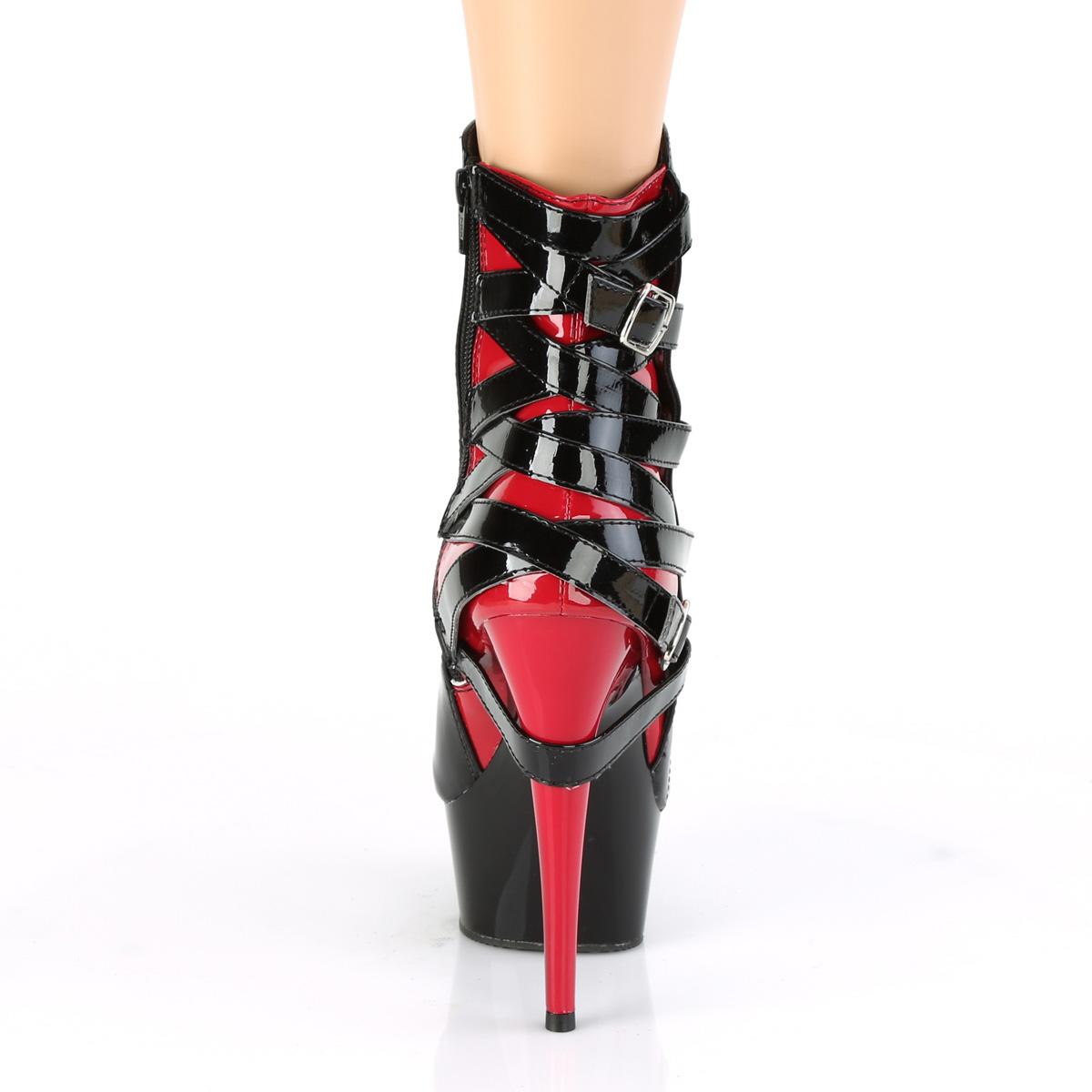 Red/Black Strappy Ankle Boots stiletto heel