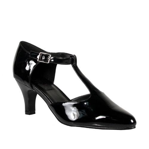 Wide Fitting D'Orsay Court Shoe Black Patent