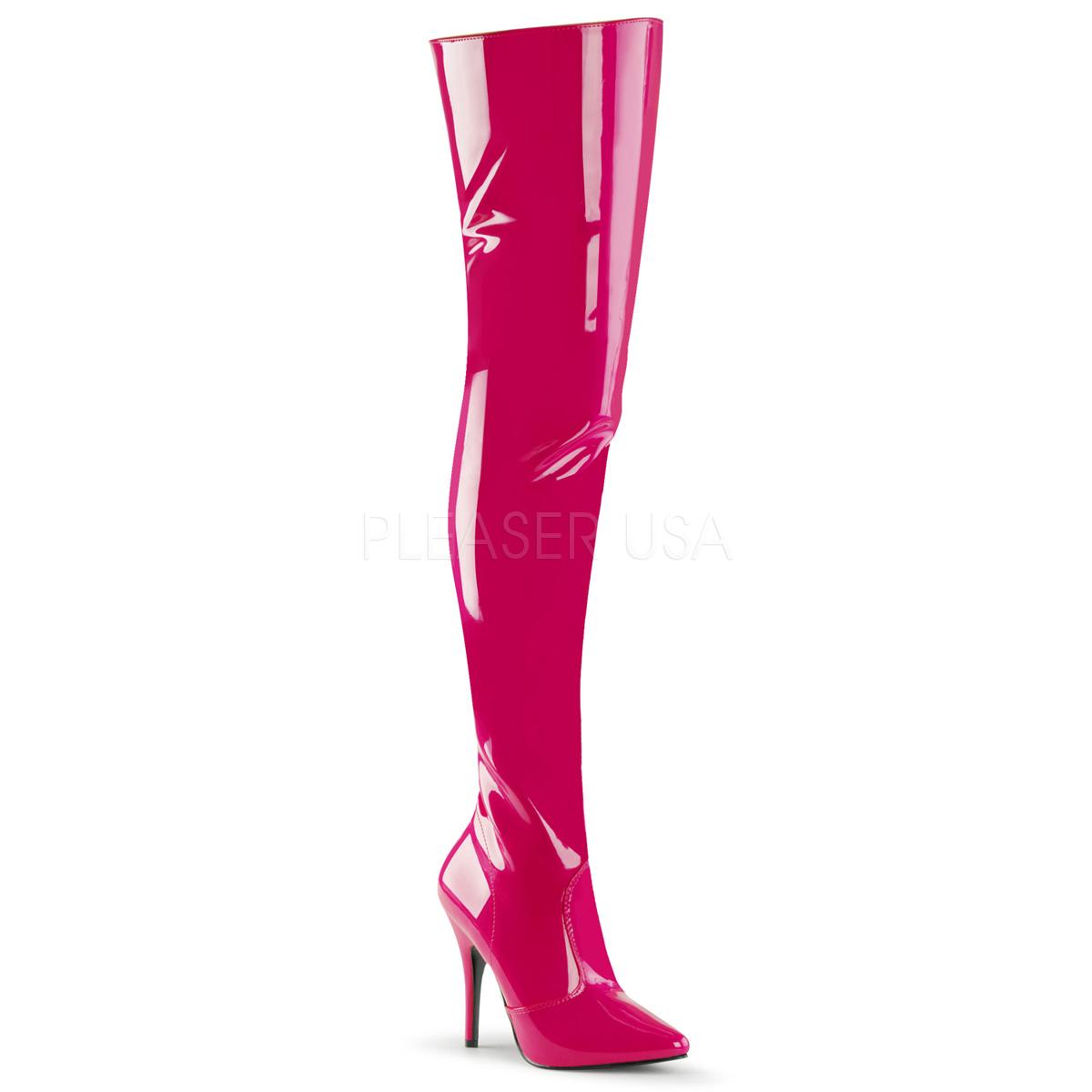 Hot Pink Elasticated Thigh Boot