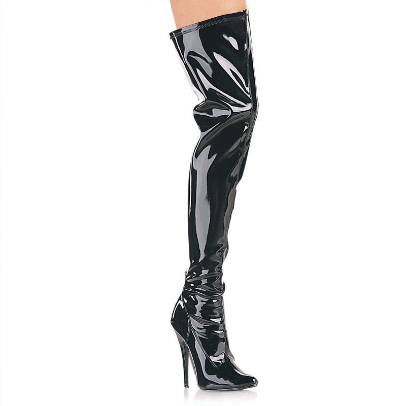 Black Patent Thigh Boots