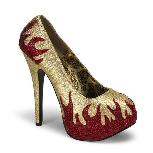Gold/Red Flame Court Shoe