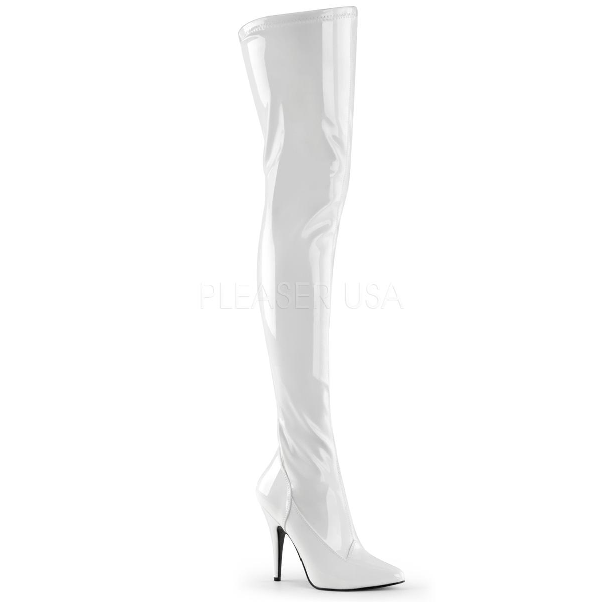 White Patent Thigh Boots