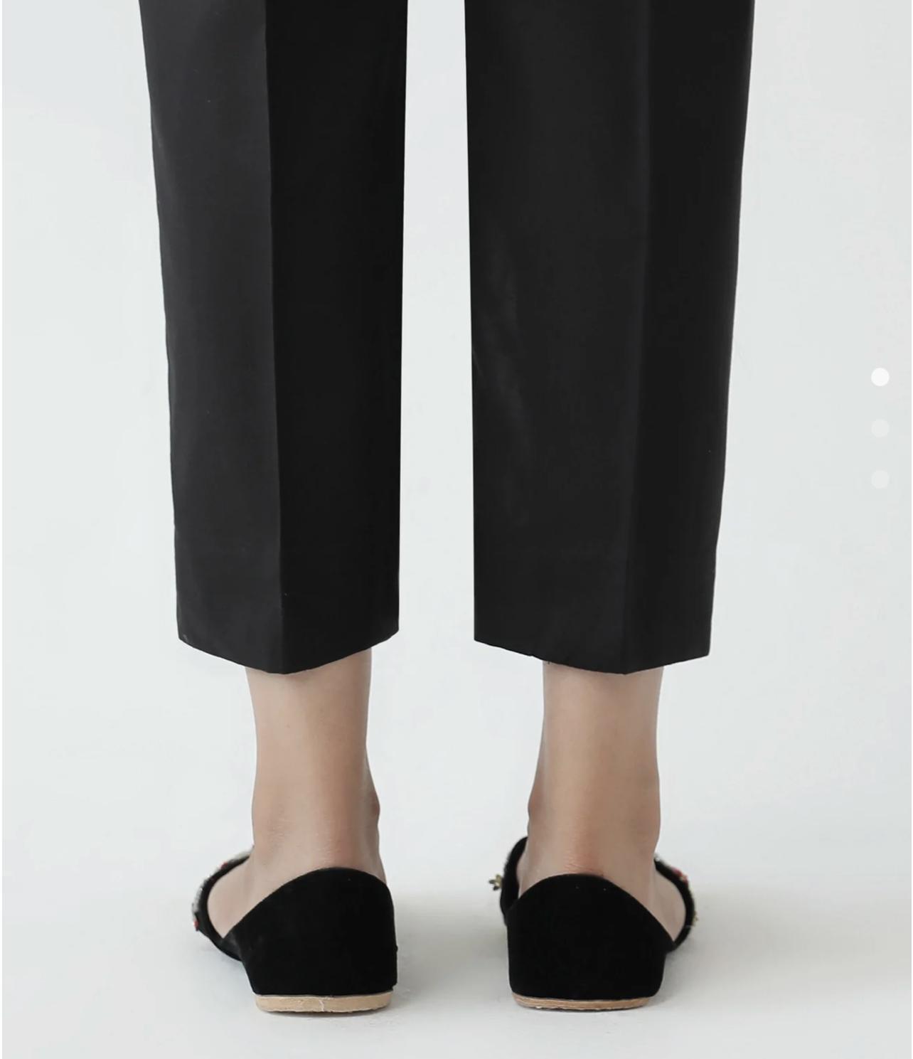 ETHNIC EMBROIDERED STRAIGHT FIT BLACK TROUSER