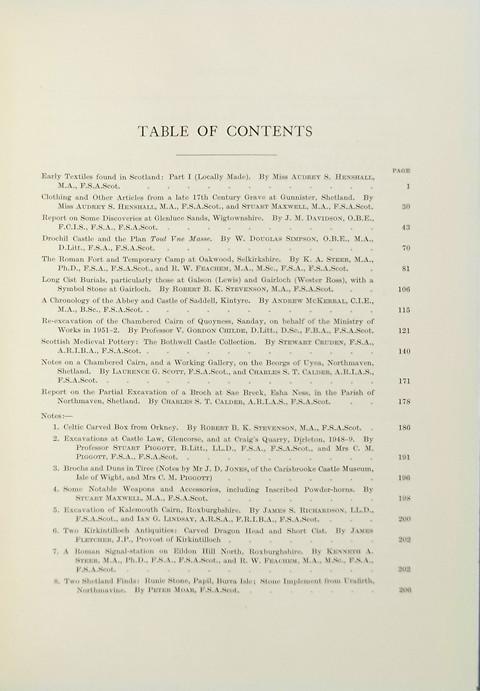 Proceedings of the Society of Antiquaries of Scotland 1951-52.