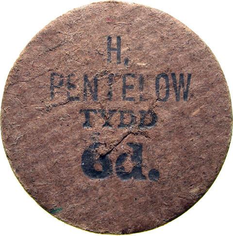 Farm token. H Pentelow, Tydd St. Giles.