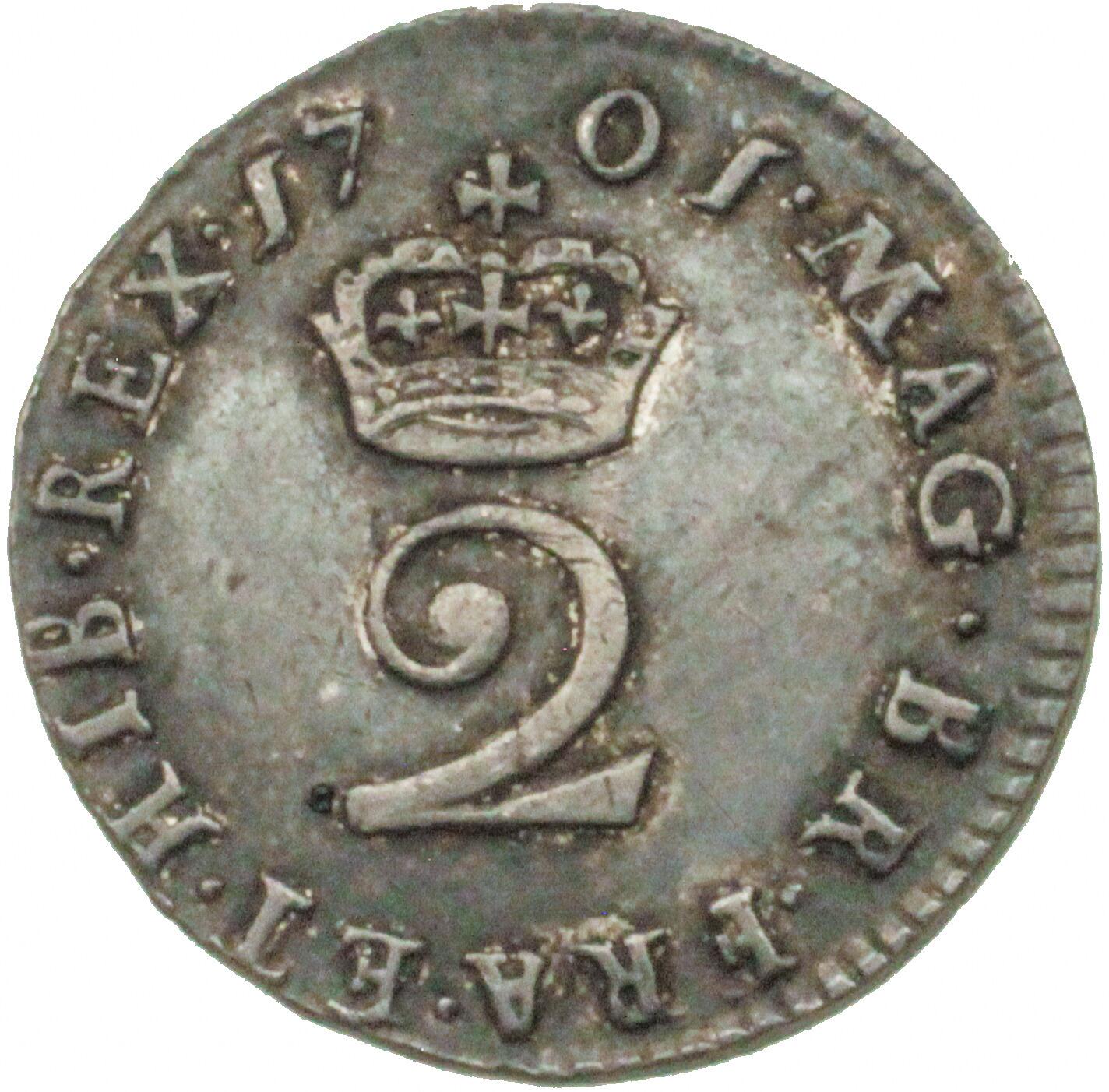 William III. Silver halfgroat, 1701.