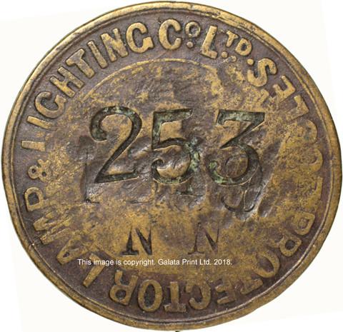 MINING lamp check/token.  PROTECTOR LAMP & LIGHTING Co. LTD. ECCLES