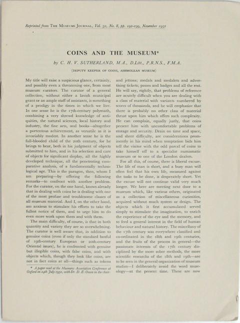 Coins and the Museum.