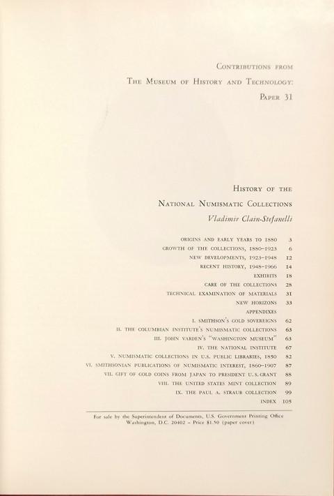 Contributions from the Museum of History and Technology.
