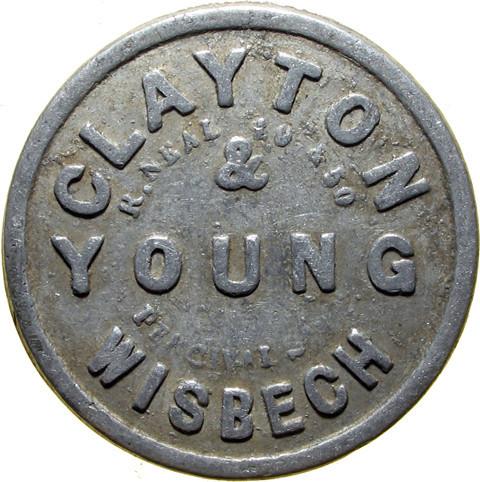 Farm token. Clayton & Young, Wisbech.